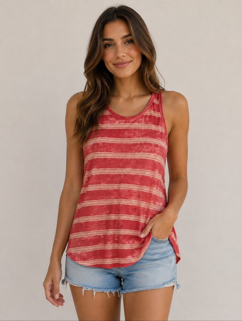5x$25 JOIE New with trash strip long tunic top large red